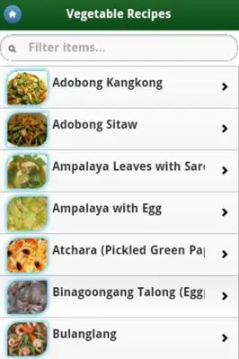 Pinoy Food Recipes android App screenshot 1